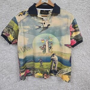 Gresham Blake Polo Shirt Mens Large Multicolor Golf Surrealist Art Print